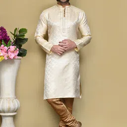 RANAK Geometric Woven Design Mandarin Collar Long Sleeves Regular Straight Kurta-picture-18