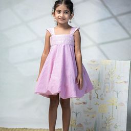 MIRALI Girls Square Neck Cap Sleeves Balloon Dress-image-52