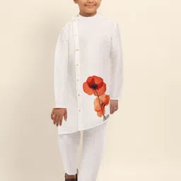 DEVOILER Boys Floral Printed Mandarin Collar Straight Kurta-image-73