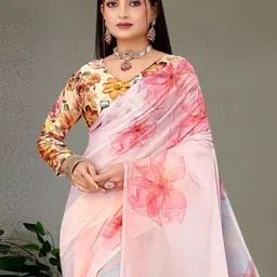 KALINI Pink Pure Georgette Printed Sarees-picture-33