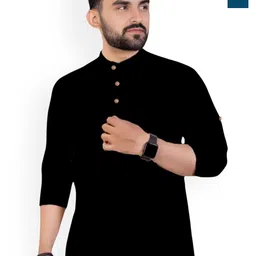 univibe Selection Of 2 Band Collar Cotton Slim Fit Straight Short Kurta-image-92