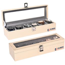 Kuber Industries Set Of 2 Premium Faux Leather 6 Slots Wrist Watch Organiser Box-21