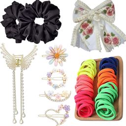 Blubby Set Of 18 Hair Bow With Hair Pin And Scrunchies Set-6