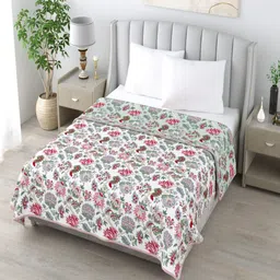 Qfab White Floral Mild Winter 210 GSM Double Bed Dohar-picture-5