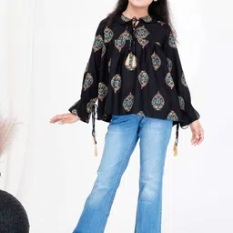 DMP FASHION Girls Tie-Up Neck Cotton Peplum Top-picture-27