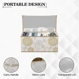 Kuber Industries White 4 Pieces Printed Drawer Organisers With Transparent Lid image 4