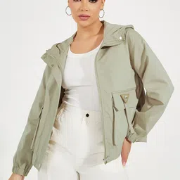 Styli Women Regular Length Pocket Detail Utility Bomber Jacket-image-13