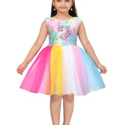 Sangria Girls Unicorn Printed Dress-image-85