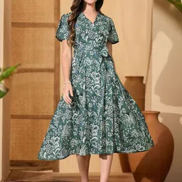 Sangria Women Floral Printed Wrap Midi Dress-picture-36