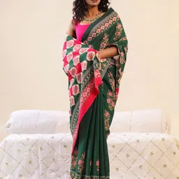 BUTA BUTI Gul Patta Floral Printed Pure Cotton Saree-image-42