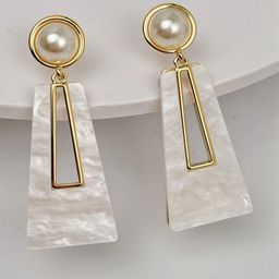 Rovlina Women White & Gold-Plated Geometric Alloy Drop Earrings-image-83
