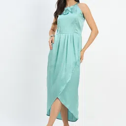 Color Cocktail Women Halter Neck Sleeveless Fit & Flare Knee Length Dress-image-35