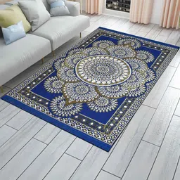 Furnishing Hut Blue Floral Anti-Skid Cotton Carpet-picture-14