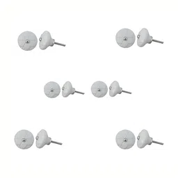 Indianshelf 6Pcs White Textured Ceramic Knobs-50