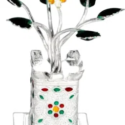 Solid Chandi / Silver Tulsi Small Plant for Home/Office for Pooja_I10 Decorative Showpiece-7 cm-picture-25