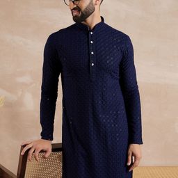 Anouk Geometric Embroidered Mandarin Collar Sequinned Straight Kurta-picture-49