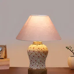 Aura Grey & White Printed Glass Frustum Shaped Table Lamp-16