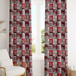 POORAK Red 2 Pieces Floral Sheer Door Curtain-4