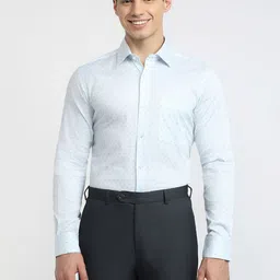 Raymond Printed Pure Cotton Semicutaway Formal Shirt-image-21
