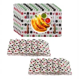 Aura 18-Pcs Red & Green Polka Dot Printed Table Placemats-43