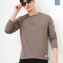 Genoa Men Pack of 2 Solid Henley Neck Cotton T-shirts-image-79