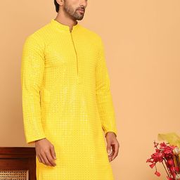 Jompers Men Geometric Embroidered Sequinned Kurta-image-67
