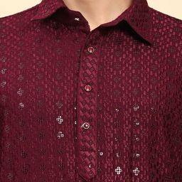 Pro-Ethic STYLE DEVELOPER Men Ethnic Motifs Embroidered Regular Sequinned Kurta with Pyjamas image 2