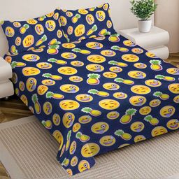 Myntra Elegant Homes Blue Graphic 300 TC Woollen King Bedsheet with 2 Pillow Covers-picture-31