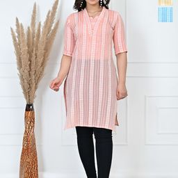 Moda Rapido Selection Of 3 Striped Notch Neck Pure Cotton Straight Kurtas-picture-4
