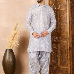 House of Pataudi Men Printed Kurta With Patiala-53
