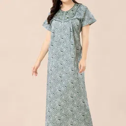 Soulemo Women Printed Pure Cotton Maxi Nightdress-picture-3
