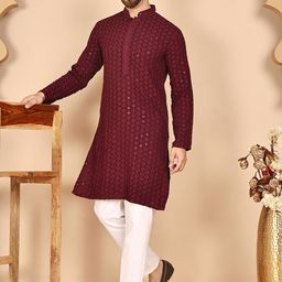 Anouk Rustic Men Woven Design Embroidered Kurta with Pyjama-30
