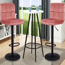 DOE BUCK Velvet Adjustable Bar Stool Chair-image-11