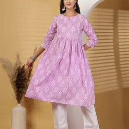 LARGISH Women Floral Printed Cotton A-Line Kurta-picture-38
