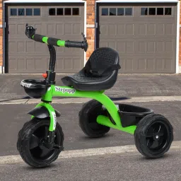 NTIC BABY TRICYCLE GREEN BASKET WITH FRONT AND BACK BASKET FOR KIDS green basket triycycle for kids with black wheel Tricycle-image-13