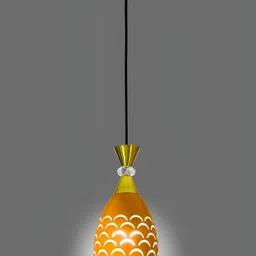 KINIS Yellow & White Textured Aluminium Bell Shaped Ceiling Lamp-16