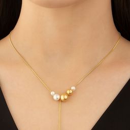 Maasha Stainless Steel Pearls Beaded Drop Chain Minimal Necklace-27