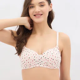 Clovia Women Geometric Printed Full Coverage Lightly Non-Wired Cotton T-shirt Bra-2