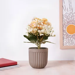 Living scapes by Pantaloons Brown Textured Cylindrical Shaped Planters-10