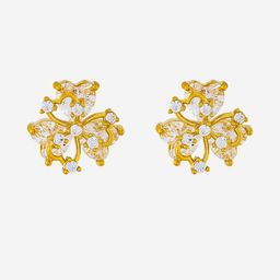 Kushal's Fashion Jewellery Gold-Plated Zircon Floral Shaped Studs Earrings-picture-4