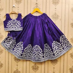 BAESD Girls Embroidered Sequinned Ready to Wear Lehenga &-image-99