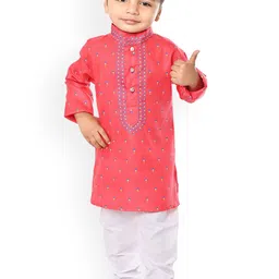 NFC CREATION Boys Printed Regular Thread Work Kurta with Pyjamas-4
