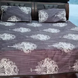 V.R.ENTERPRISES Grey & Off White Ethnic Motifs 300 TC King Bedsheet with 2 Pillow Covers-image-16