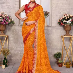 KALINI Bandhani Printed Zari Fusion Bandhani Saree-8