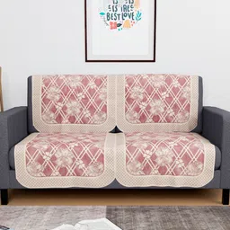 Myntra Elegant Homes Maroon & Beige 2 Seater Printed Cotton Sofa Cover-27