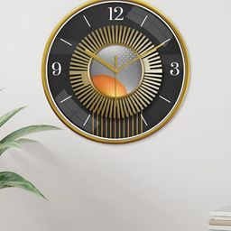 RANDOM Gold-Toned & Black Printed Contemporary Wall Clock-17