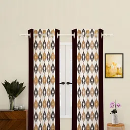 Aura Brown & Beige 2 Pcs Ethnic Motifs Printed Long Door Curtain-8