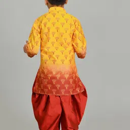 NFC CREATION Boys Floral Printed Regular Dupion Silk Kurta with Dhoti Pants image 4
