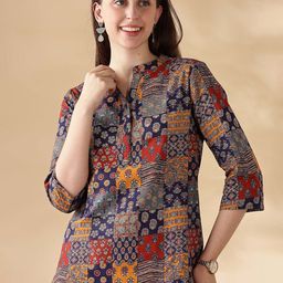 Anouk Women Floral Printed V-Neck Pure Cotton Kurti-picture-0