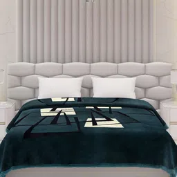 Monte Carlo Green & Black Geometric 600 GSM Mild Winter Double Bed Blanket-image-7